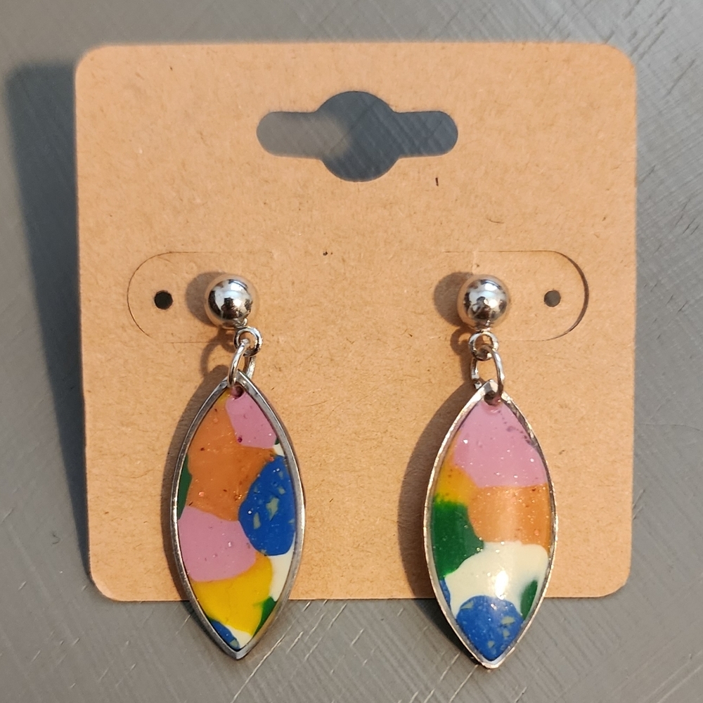 Colorful Clay Post Dangle Earrings